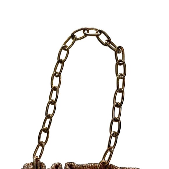 La Regale Metallic Pleated Handbag With Chain Strap - Picture 6 of 6